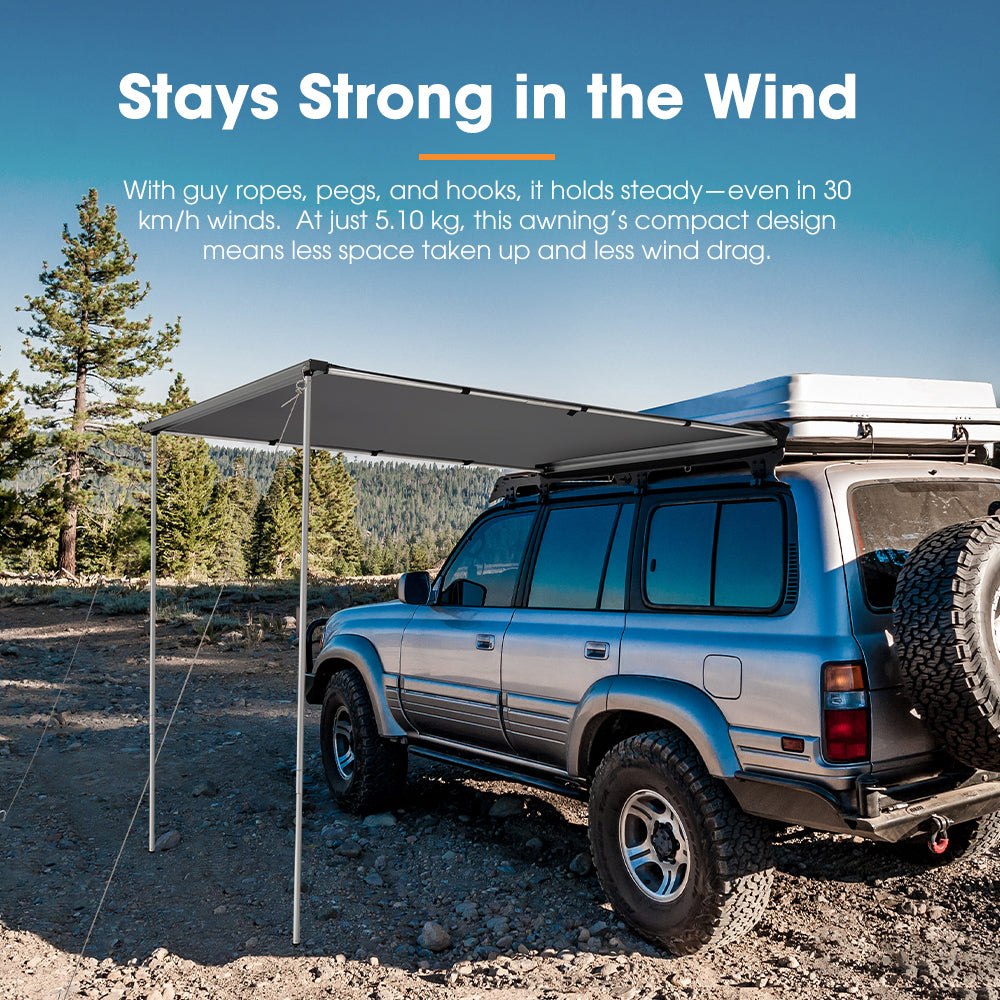 San Hima Car Side Awning 1.4x2m Pull-out Telescoping Poles Waterproof Car Shade