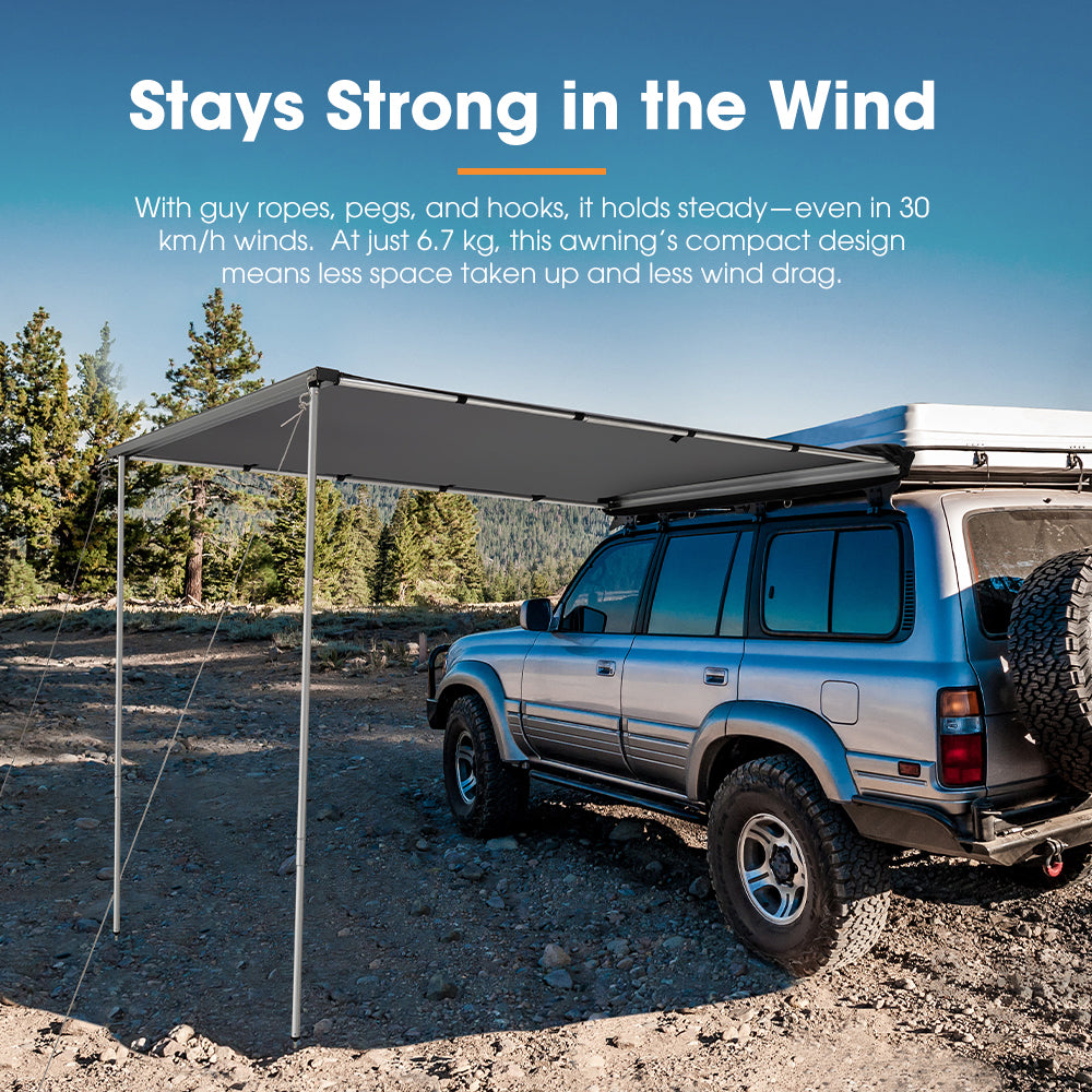 San Hima Car Side Awning 2x2.5m Pull-out Telescoping Poles Waterproof Car Shade