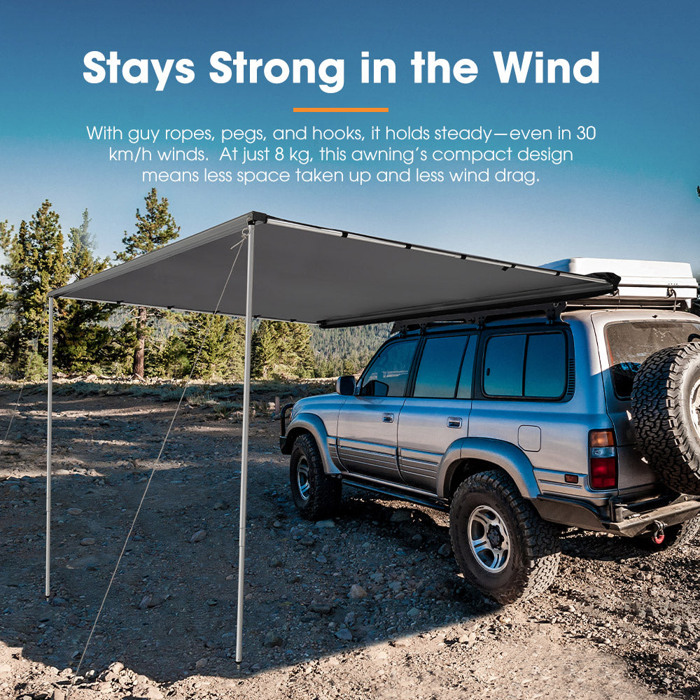 San Hima Car Side Awning Pull-out Telescoping Poles Waterproof Car Shade
