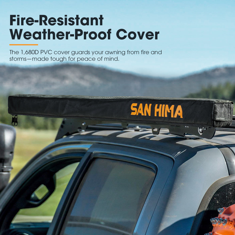 San Hima Car Side Awning Pull-out Telescoping Poles Waterproof Car Shade