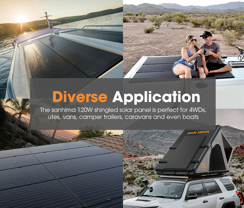 San Hima 120W Solar Panel Kit Mono Shingled Fixed Power Camping Battery Charging