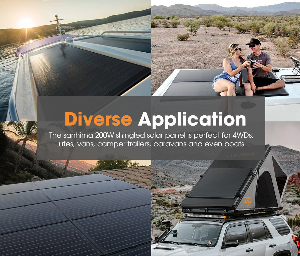 San Hima 200W Solar Panel Kit Mono Shingled Fixed Power Camping Battery Charging