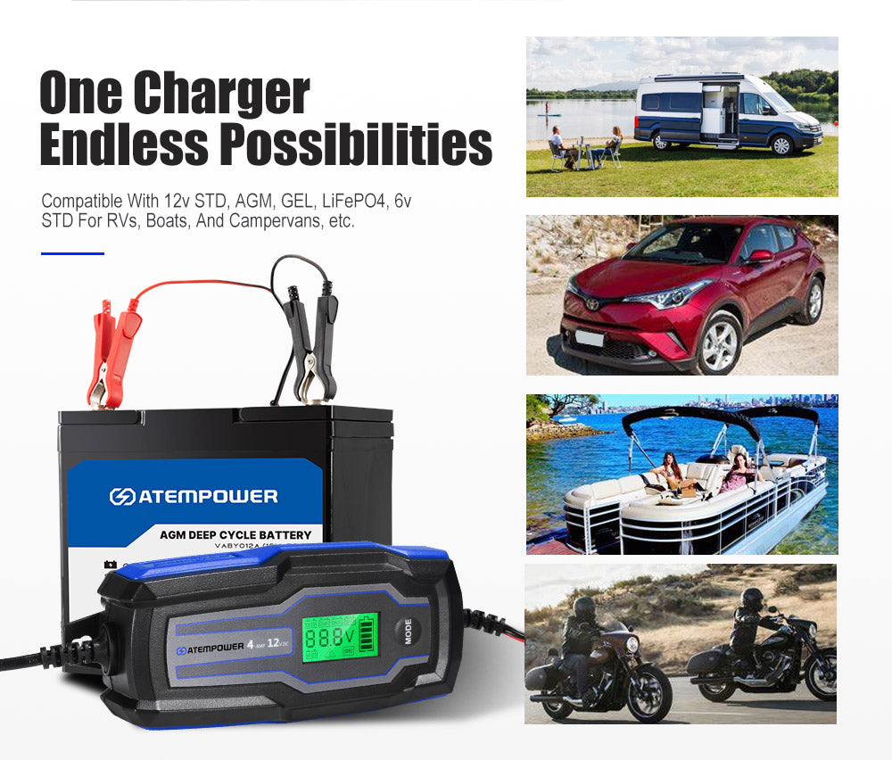 ATEM POWER 4A 6V/12V Smart Battery Charger
