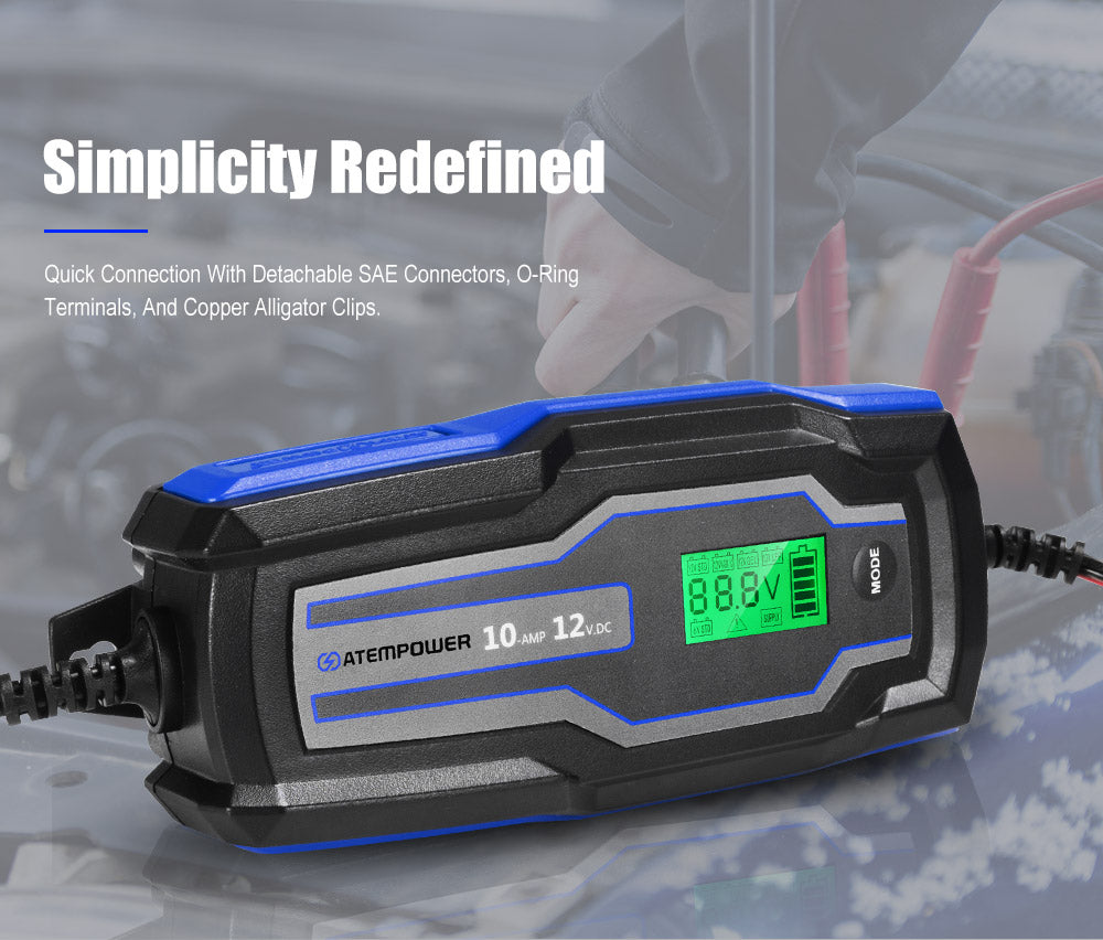 ATEM POWER Smart Battery Charger Trickle 10A 6V/12V