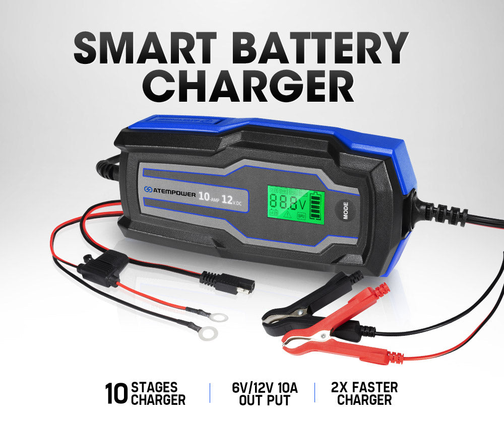 ATEM POWER Smart Battery Charger Trickle 10A 6V/12V