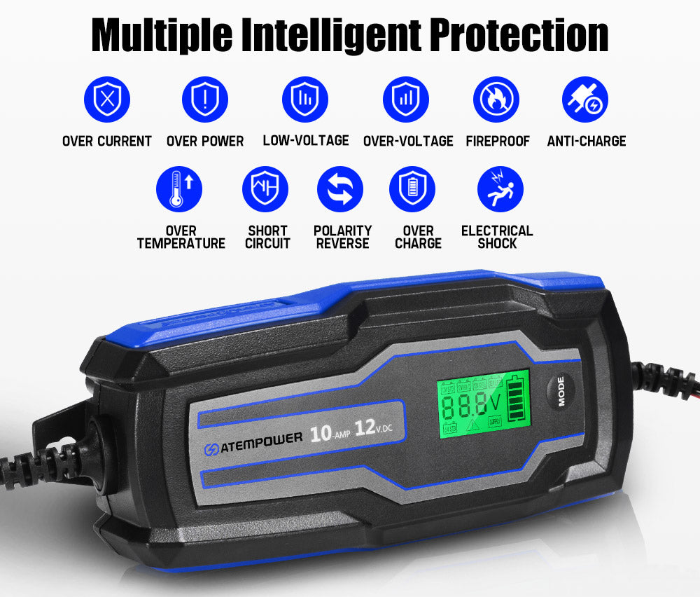 ATEM POWER Smart Battery Charger Trickle 10A 6V/12V