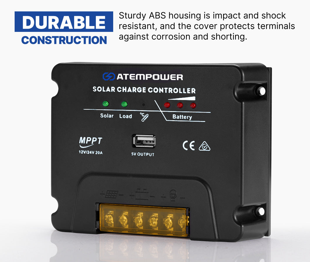 ATEM POWER 20A 12V/24V MPPT Solar Charge Controller