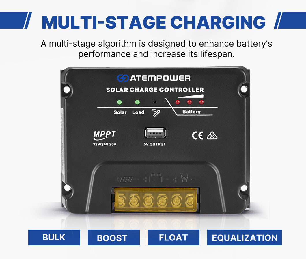 ATEM POWER 20A 12V/24V MPPT Solar Charge Controller