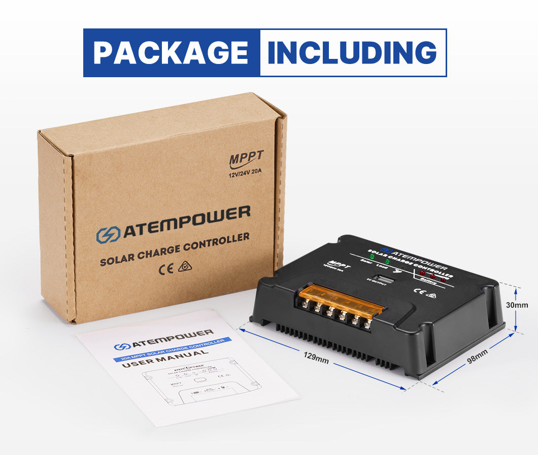 ATEM POWER 20A 12V/24V MPPT Solar Charge Controller