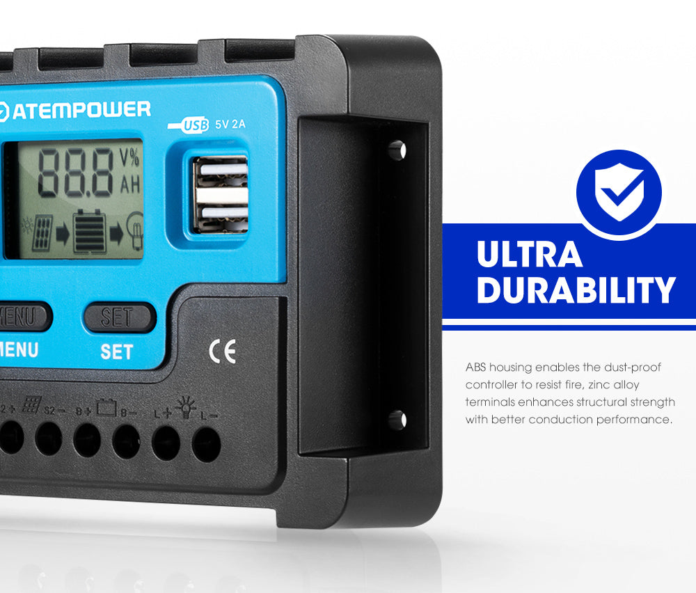 ATEM POWER 20A Solar Charge Controller 12V 24V