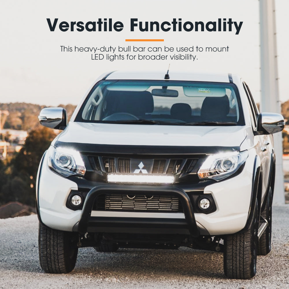 SAN HIMA Nudge Bar Grille Guard for Mitsubishi Triton MQ OEM 2015-2020+20" LED Light Bar