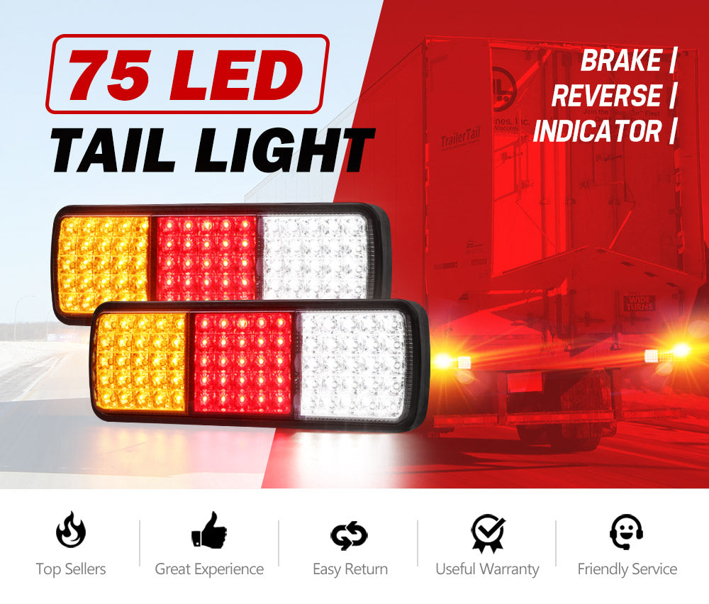 LIGHTFOX Pair LED Vehicle Tail Lights 12V