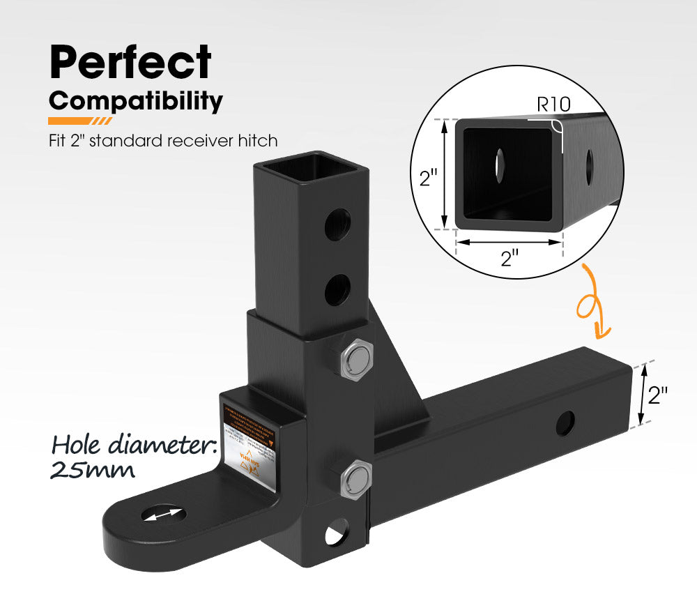 SAN HIMA Adjustable Towbar Tow Bar Ball Mount 2" Hitch Towing Trailer 4WD Car 6000lbs
