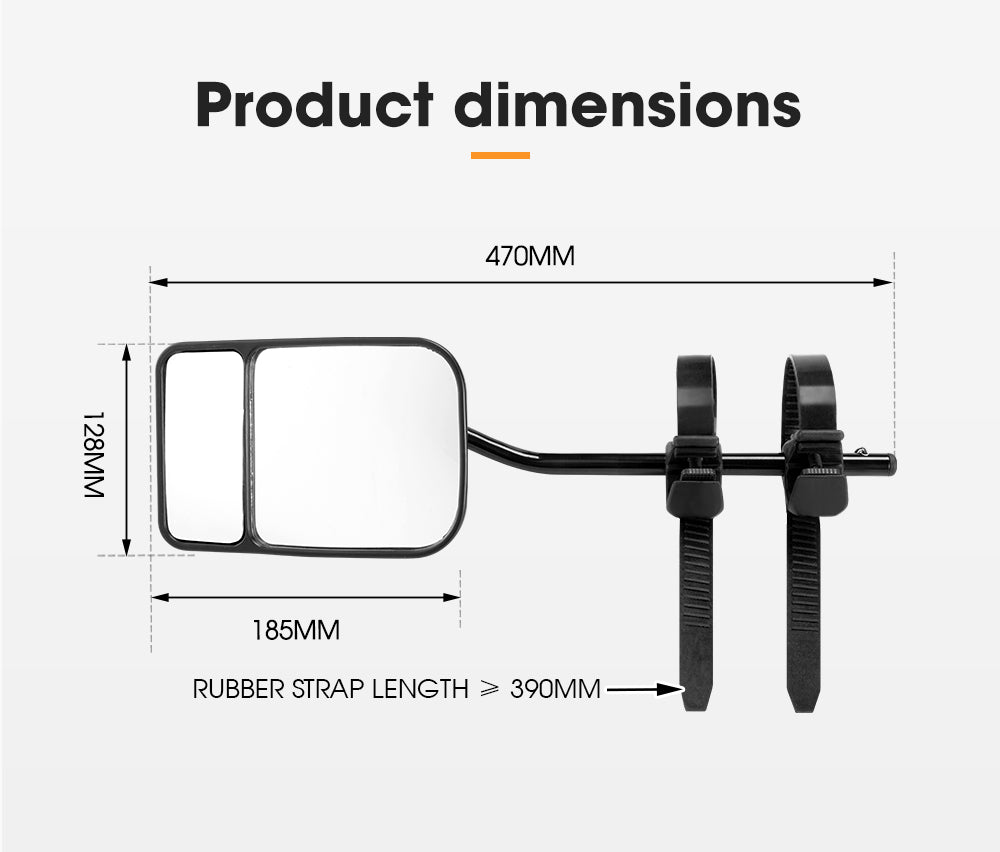 SAN HIMA 2x Towing Mirrors Pair Clip on Multi Fit Clamp On Towing Caravan 4X4 Trailer