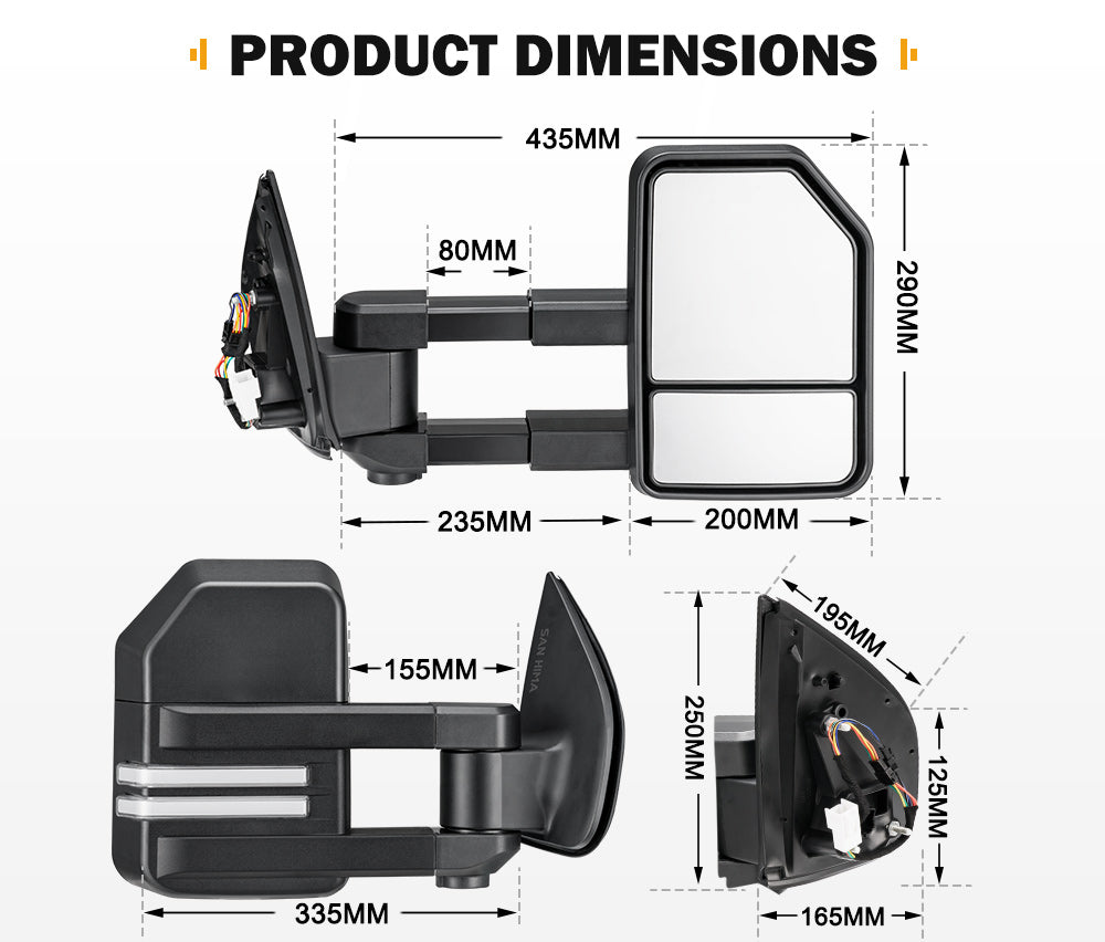 SAN HIMA Extendable Towing Mirrors for  Holden Colorado7 MY2013-MY2016 w/ Indicator Pair