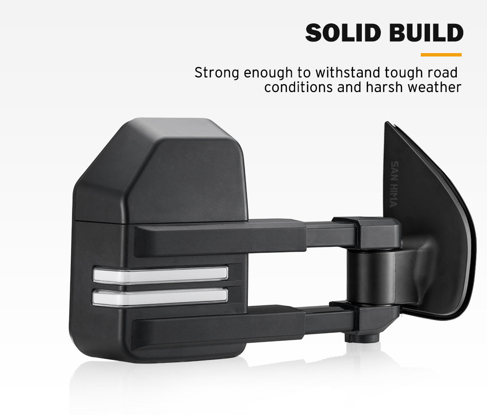 SAN HIMA Pair Extendable Towing Mirrors for Isuzu MU-X MY2013-MY2019 Black