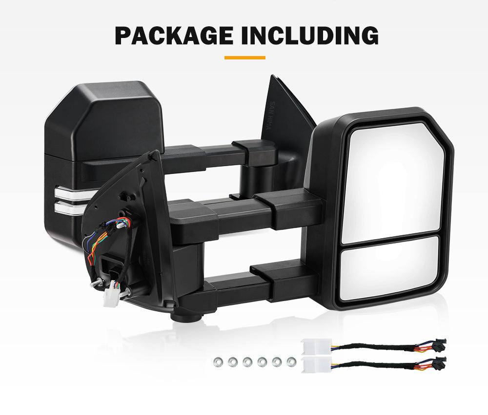SAN HIMA Pair Extendable Towing Mirrors for Isuzu MU-X MY2013-MY2019 Black