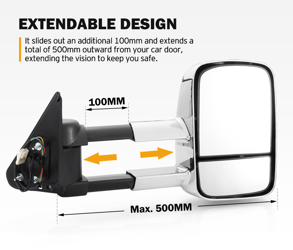 SAN HIMA Pair Towing Mirrors for Nissan Patrol GU Y61 Cab Chassis 1997-2016