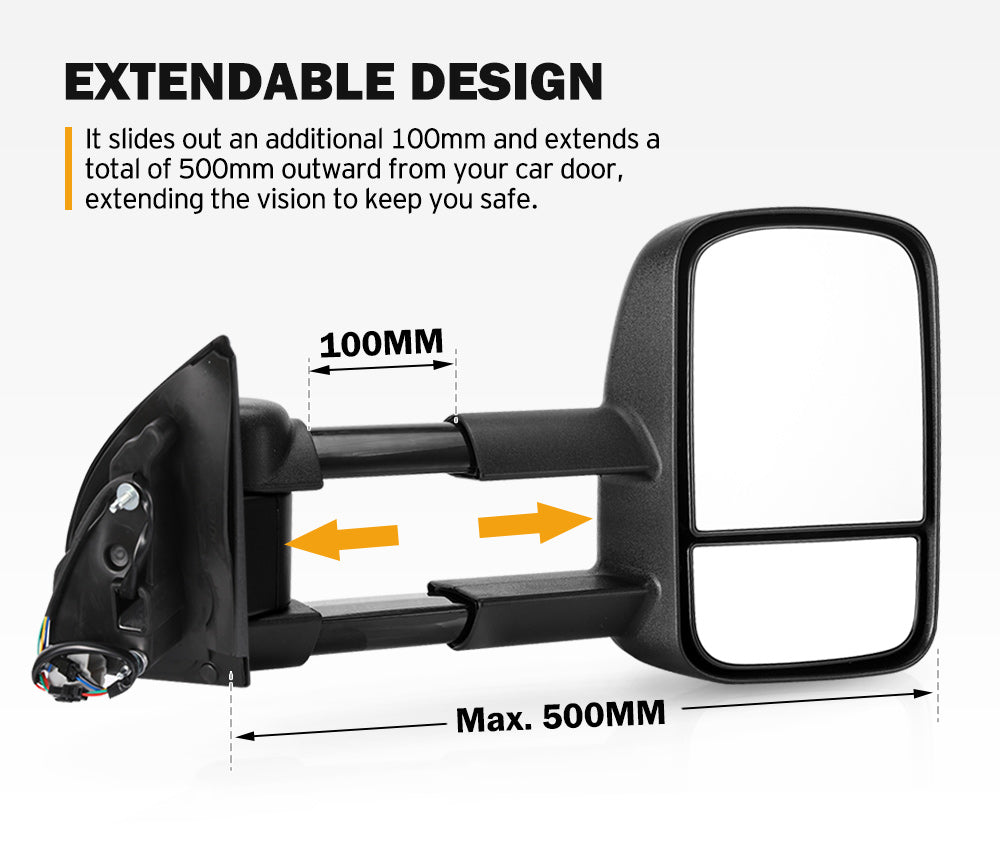 SAN HIMA Pair Towing Mirrors for Ford Ranger MK PX PX2 PX3 XL XLT XLS Wildtrak 2012-MY2021