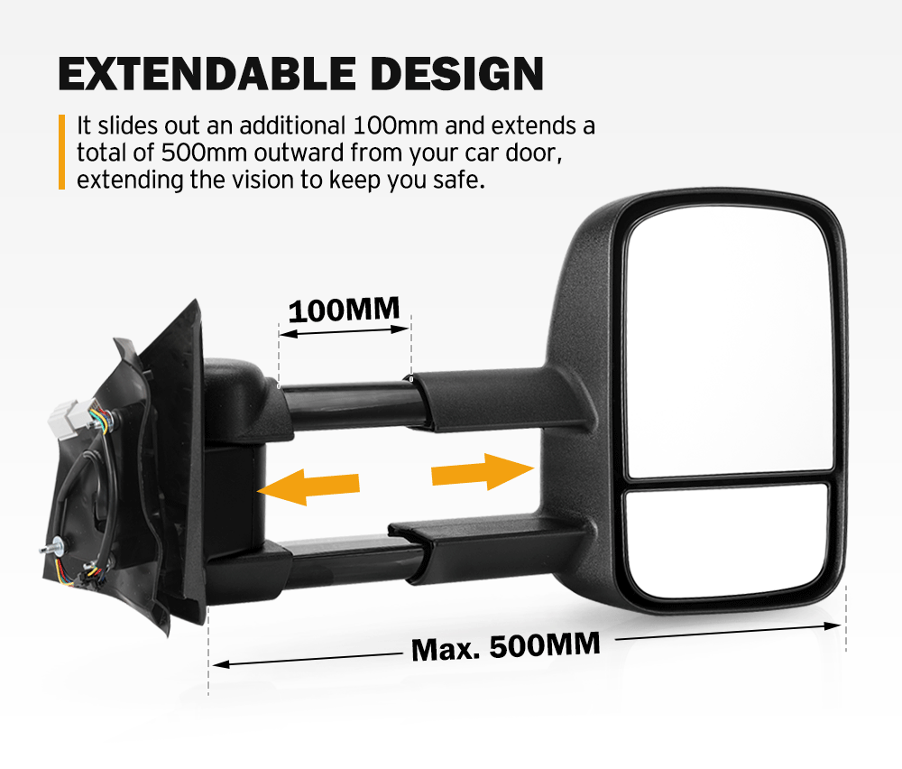 SAN HIMA Pair Towing Mirrors Extendable for Mazda BT-50 2012 to Mid-Year 2020