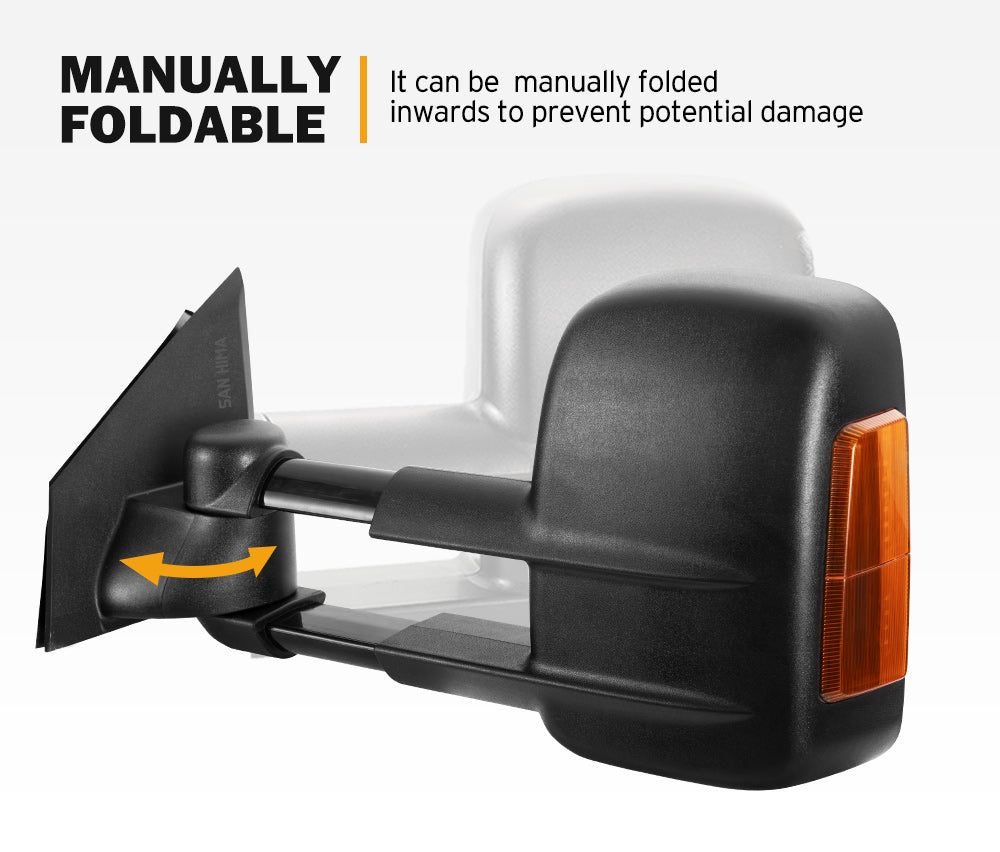 SAN HIMA Pair Towing Mirrors Extendable for Mazda BT-50 2012 to Mid-Year 2020