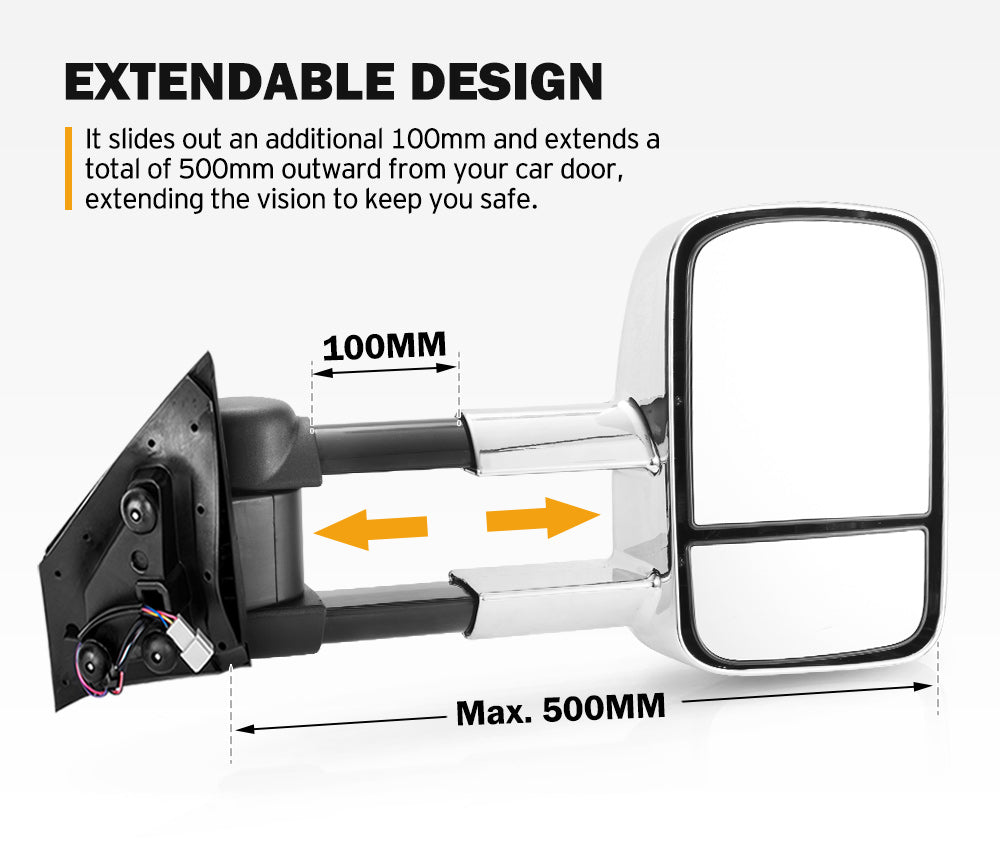 SAN HIMA Pair Towing Mirrors for Mazda BT-50 2012 to Mid-Year 2020 W/ Indicators