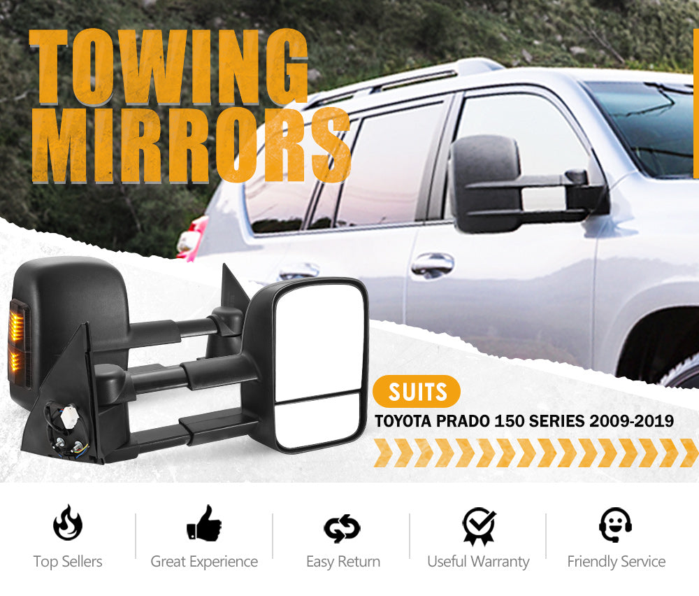 SAN HIMA Pair Towing Mirrors for Toyota Prado 150 Series 2009â€“2019