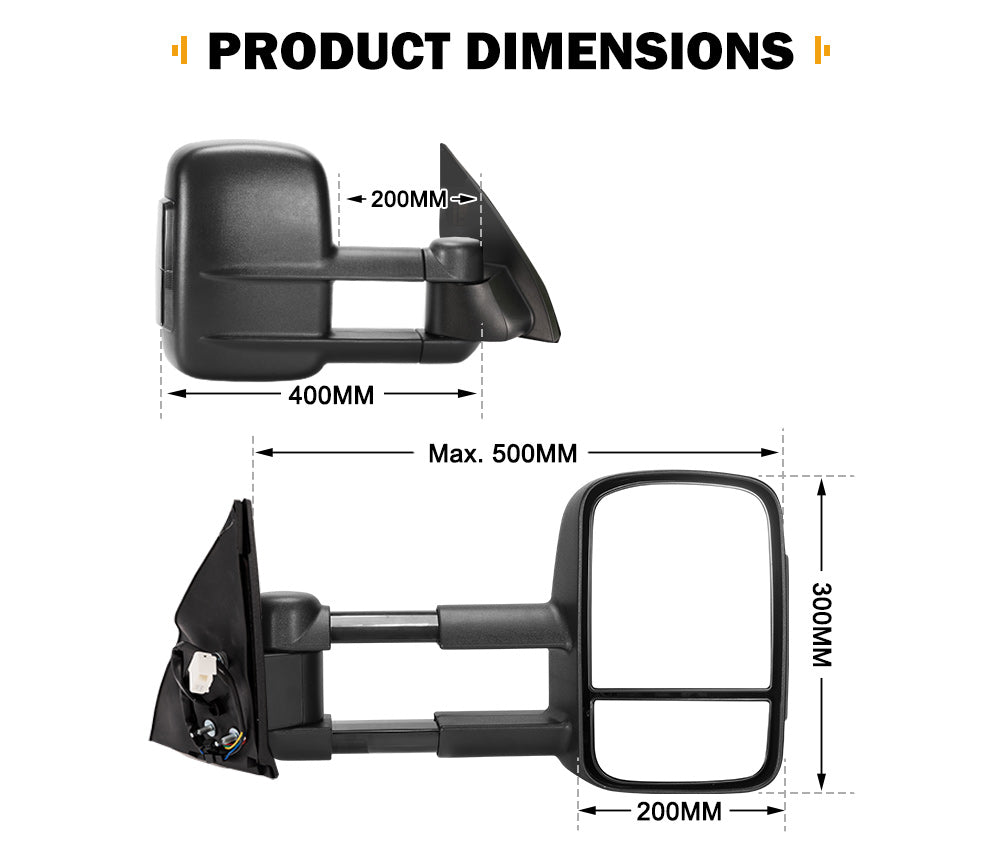 SAN HIMA Pair Towing Mirrors for Toyota Prado 150 Series 2009â€“2019