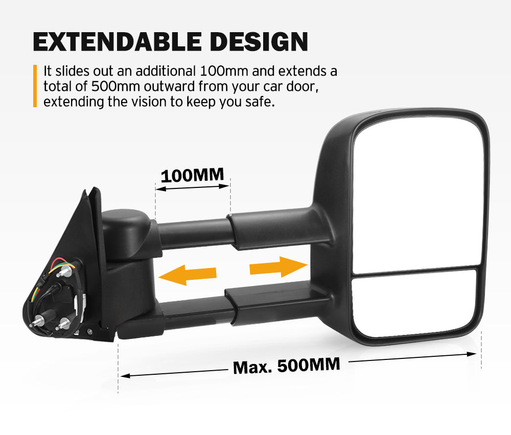 SAN HIMA Pair Towing Mirrors fit Nissan Patrol GU Y61 1997- 2016 Black