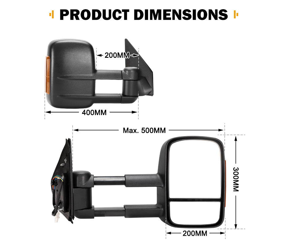 SAN HIMA Pair Towing Mirrors for Toyota Landcruiser 200 Series 2007-2021 with Indicator