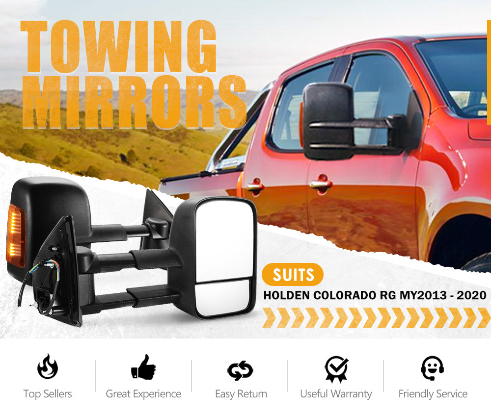 SAN HIMA Pair Extendable Towing Mirrors for Holden Colorado RG MY2013-MY2020