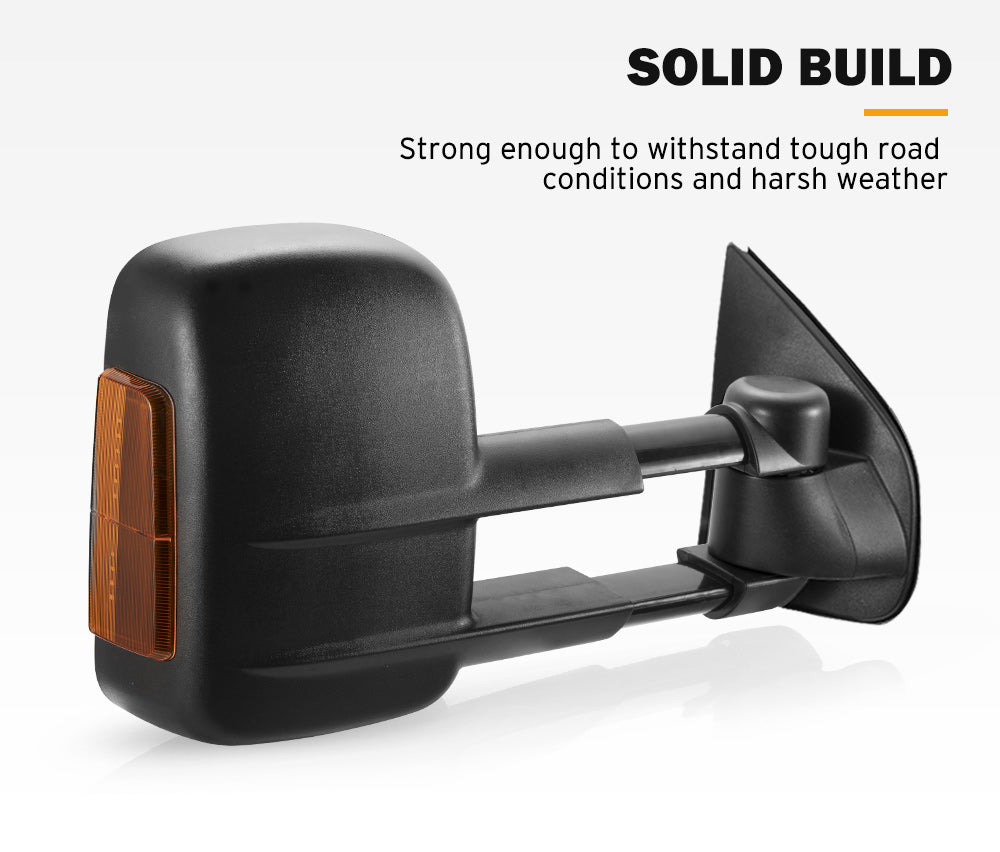 SAN HIMA Pair Extendable Towing Mirrors for Isuzu D-MAX MY2012-MY2019 BLACK