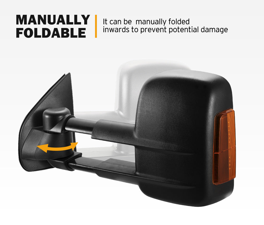 SAN HIMA Pair Extendable Towing Mirrors for Isuzu D-MAX MY2012-MY2019 BLACK