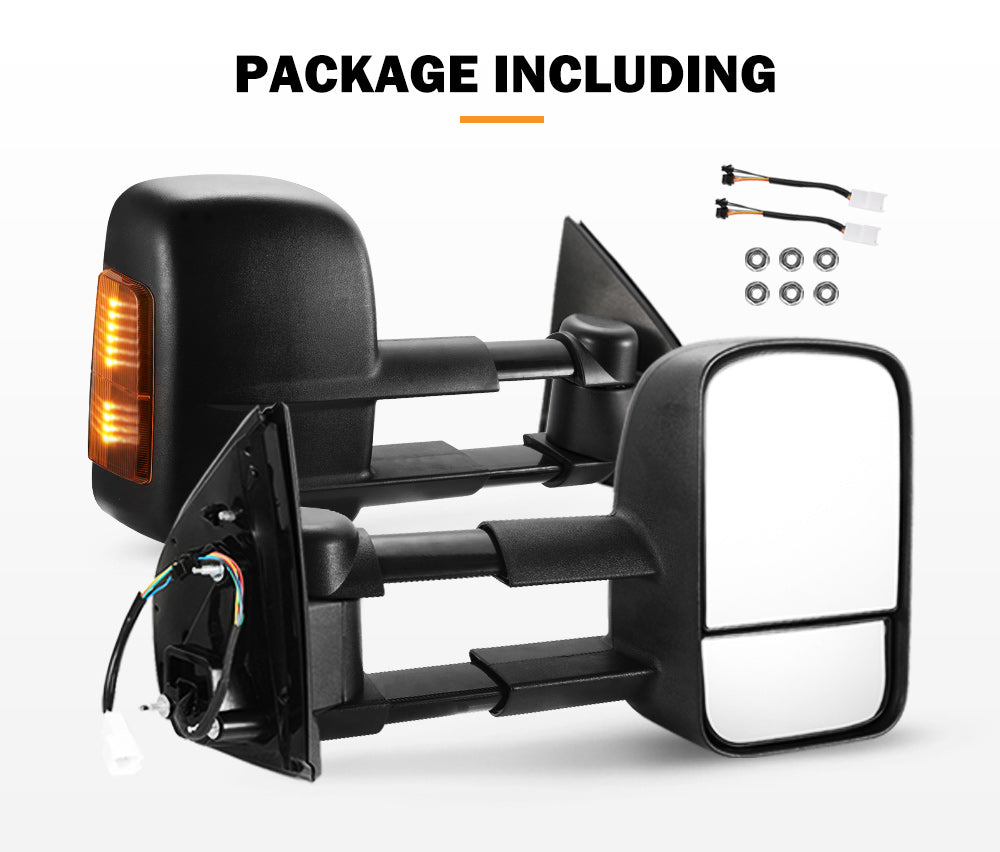 SAN HIMA Pair Extendable Towing Mirrors for Isuzu D-MAX MY2012-MY2019 BLACK