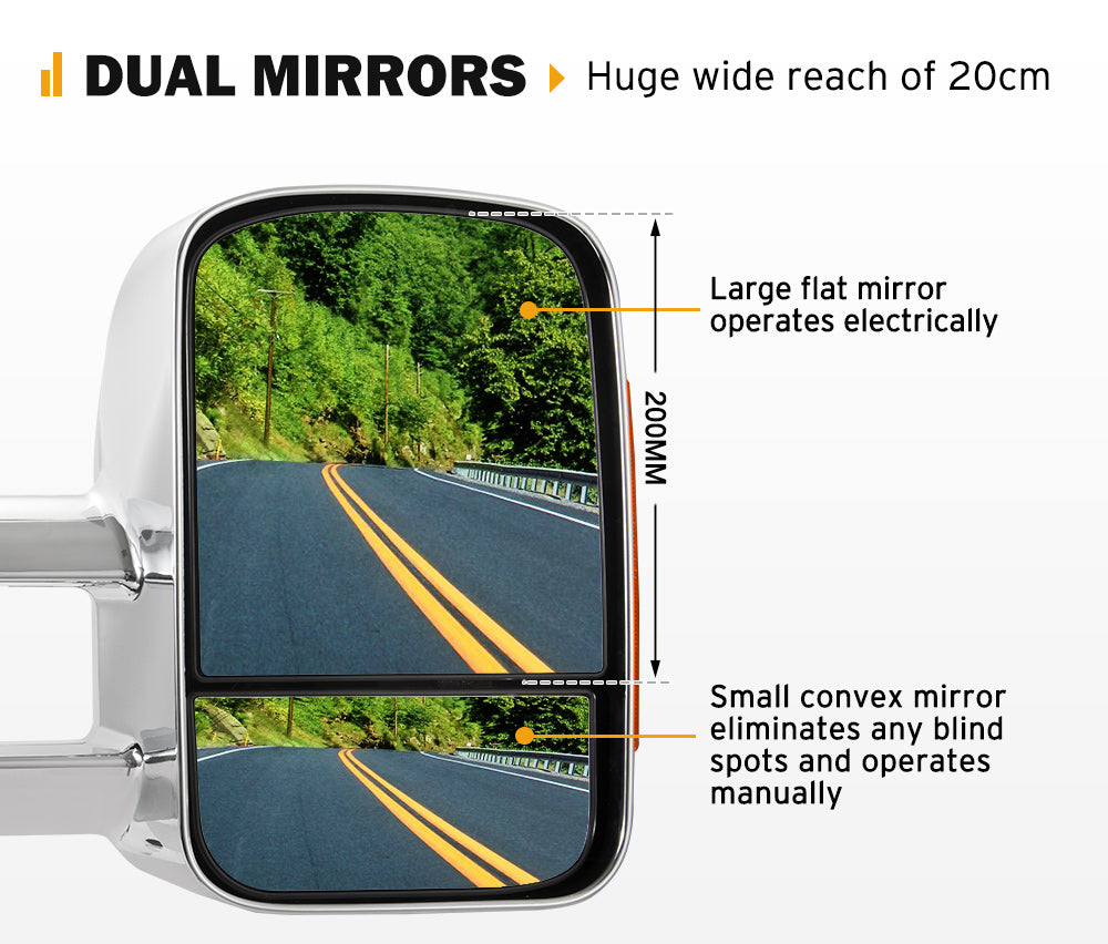 SAN HIMA  Chrome Extendable Towing Mirrors for Isuzu D-MAX MY2012-MY2019