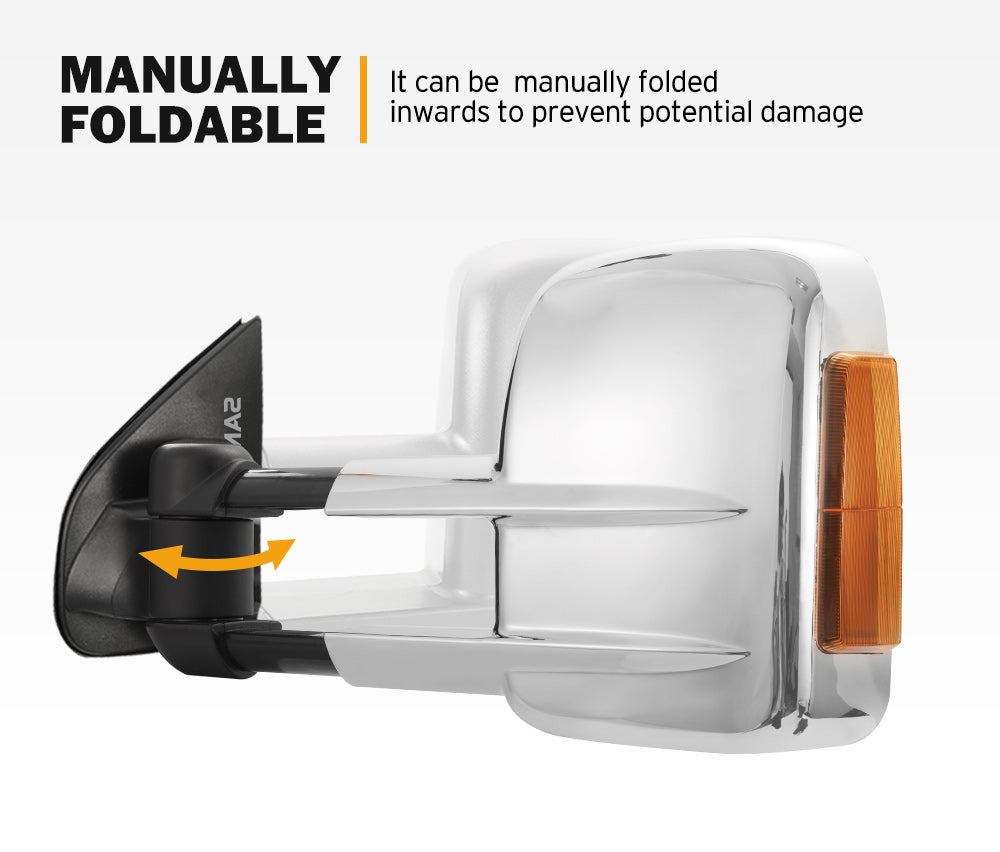 SAN HIMA  Chrome Extendable Towing Mirrors for Isuzu D-MAX MY2012-MY2019