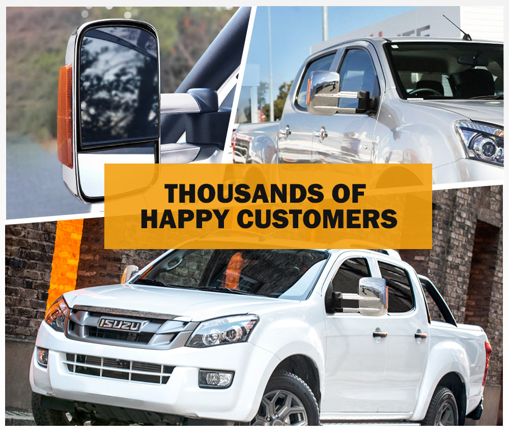 SAN HIMA  Chrome Extendable Towing Mirrors for Isuzu D-MAX MY2012-MY2019