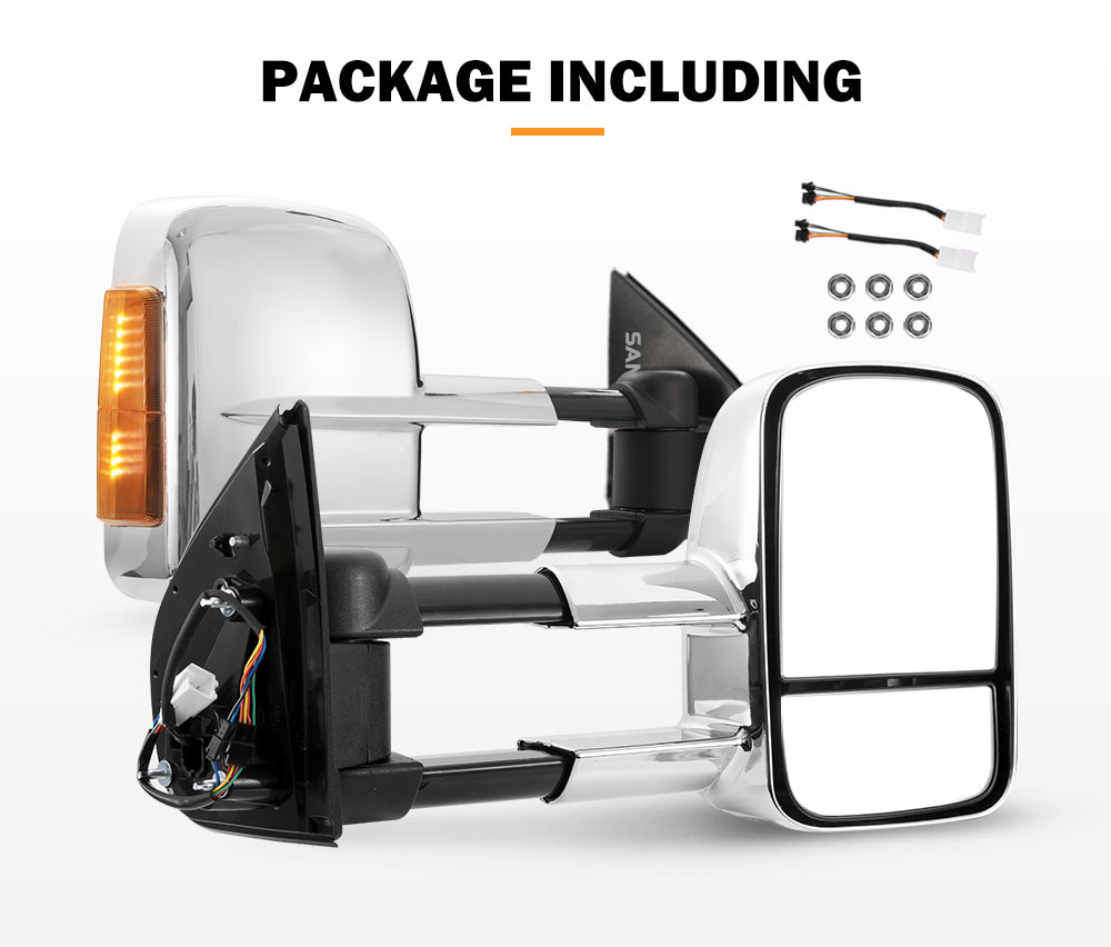 SAN HIMA  Chrome Extendable Towing Mirrors for Isuzu D-MAX MY2012-MY2019