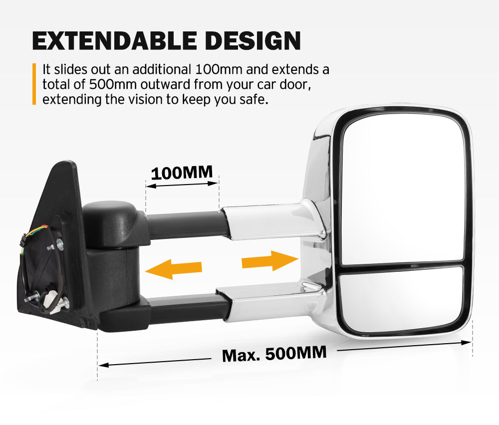 SAN HIMA Pair Extendable Towing Mirrors for Toyota Prado 120 Series 2002-2009