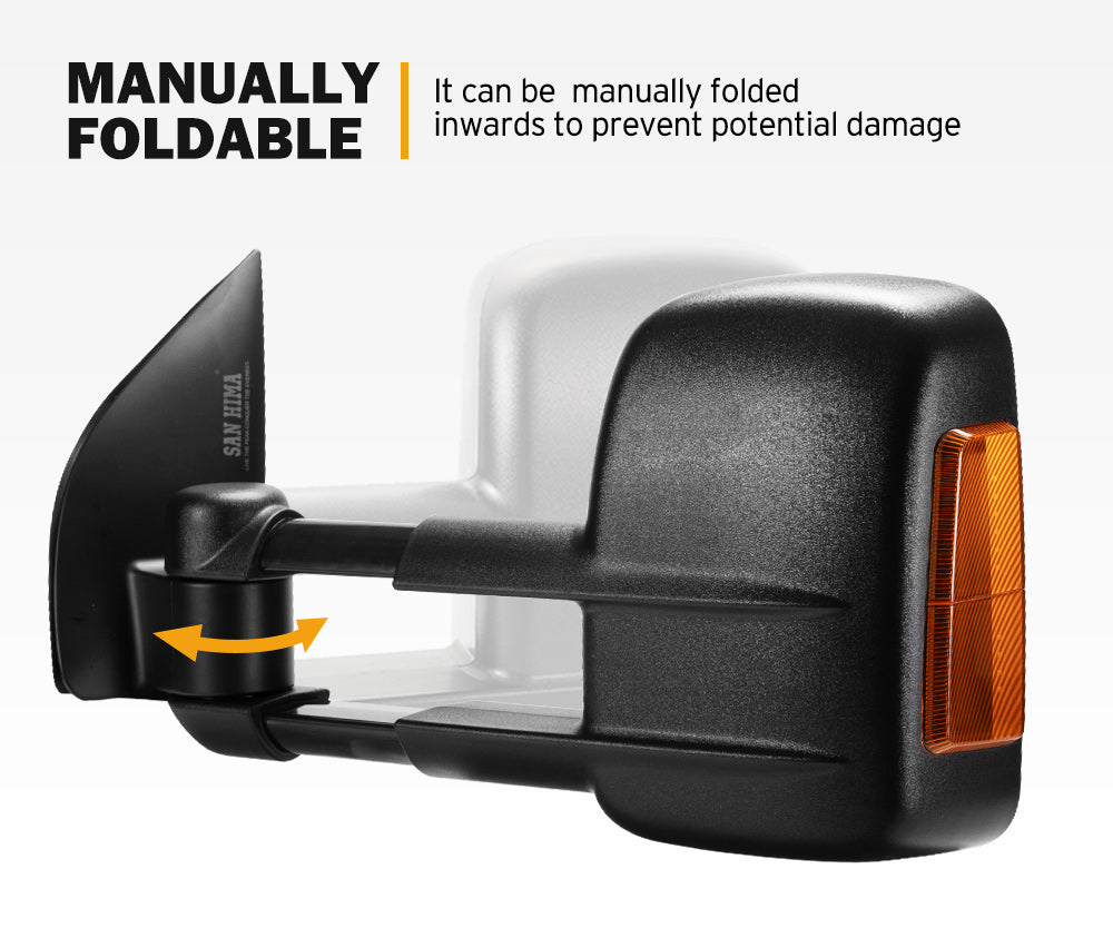 SAN HIMA Pair Towing Mirrors for Nissan Navara D40 2005-2015 Indicator