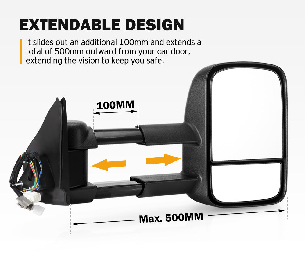 SAN HIMA Pair Towing Mirrors for Holden Rodeo 2003-2008 Black