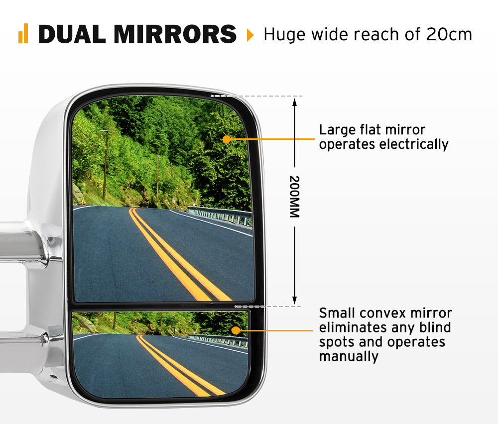 SAN HIMA Extendable Towing Mirrors for Mitsubishi Triton MQ/MR 2015 - ON