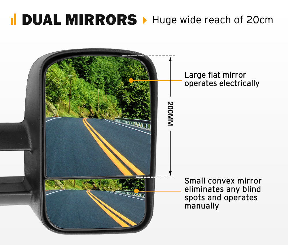 SAN HIMA Pair Extendable Towing Mirrors For Toyota Landcruiser 100 1998-2007