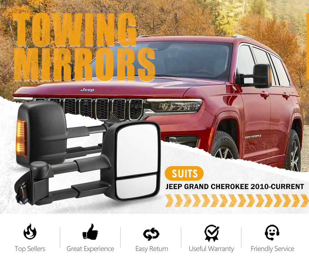 SAN HIMA Extendable Towing Mirrors For JeepÂ GrandÂ CherokeeÂ 2010-Current