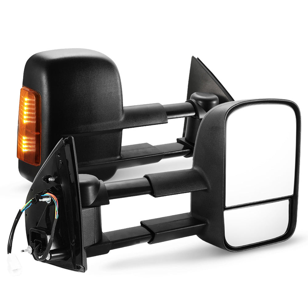 SAN HIMA Pair Extendable Towing Mirrors for Isuzu D-MAX MY2012-MY2019 BLACK