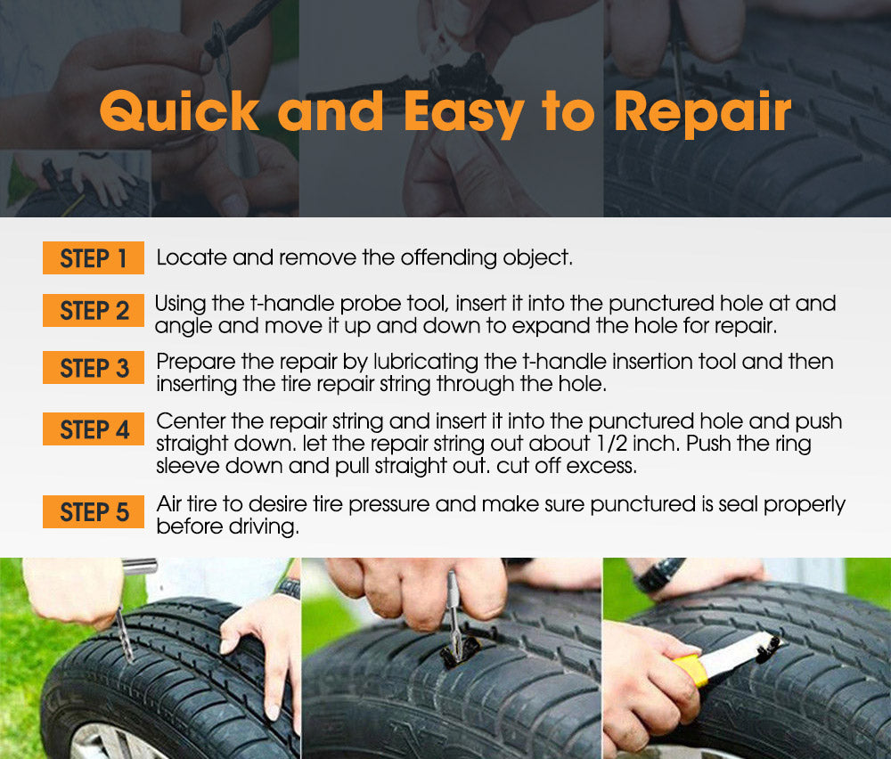 SAN HIMA 67PCS Tyre Puncture Repair Recovery Kit Heavy Duty 4WD Offroad Plugs Tubeless