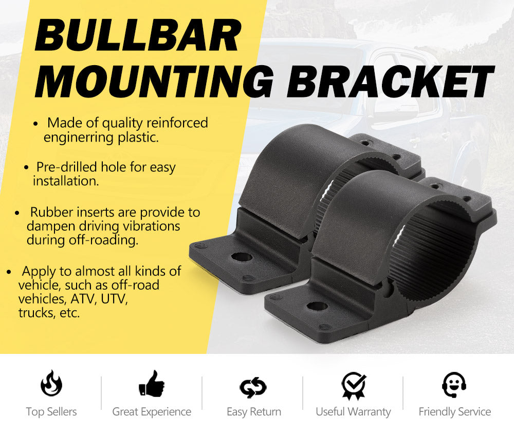 LIGHTFOX Pair 2" Bullbar Mounting Bracket Clamp 49mm 54mm for Work Light Bar