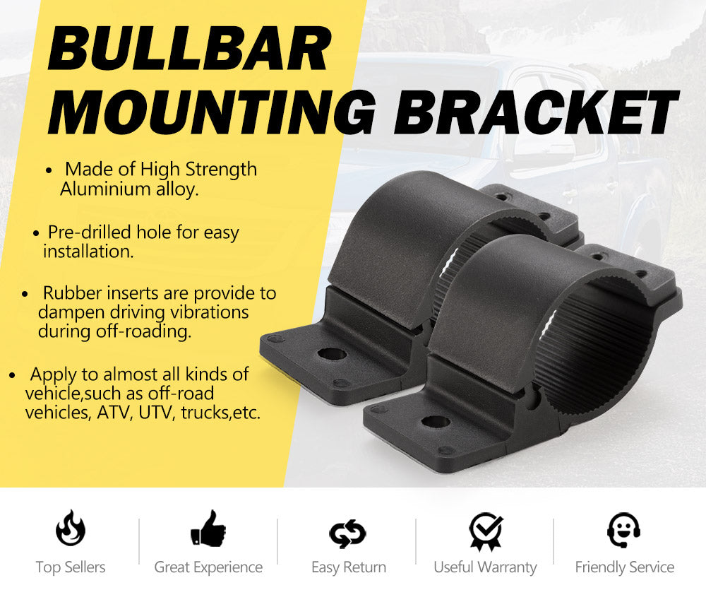 LIGHTFOX Pair 66mm 71mm Bullbar Mounting Bracket Clamp for Work Light Bar UHF Antenna