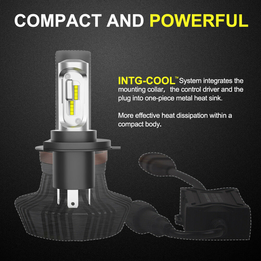 LIGHTFOX Pair 9003 H4 6000LM LED Headlight kit 6500K Lamp Bulbs Globes Hi/Lo Beam Upgrade