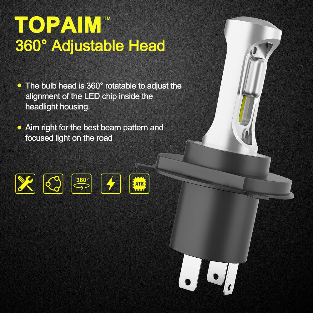 LIGHTFOX Pair 9003 H4 6000LM LED Headlight kit 6500K Lamp Bulbs Globes Hi/Lo Beam Upgrade